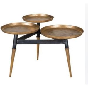 Mesa Auxiliar Moderna de Lujo en Metal Negro y Madera de Mango con Acabado Natural, Colección Bustle, para Dormitorio, Sala de Estar, Cocina, Mesitas de Noche - Product Image 1