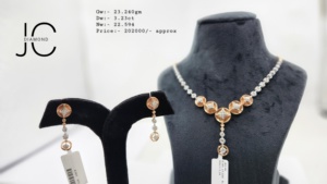 ชุดสร้อยคอชุบโรเดียมโรสโกลด์14K ทรงเพชรธรรมชาติงดงามสง่างามสำหรับผู้หญิง - Product Image 2