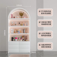 Présentoir cosmétique arqué de luxe entièrement assemblé avec éclairage LED chaud, vitrine pour soins de la peau, mobilier de salon de beauté