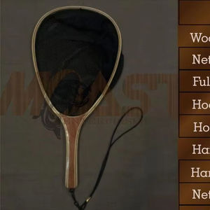 Filet d'atterrissage de pêche à la mouche en plein air Filet à truite Cadre en bois avec filet en caoutchouc Filet coulé à la main Thor Filet de pêche à la truite - Product Image 1