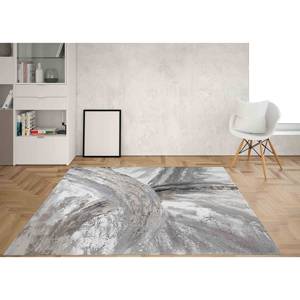 Tapis en chenille gris abstrait : design marbré moderne, tapis imprimé, tapis doux non tissé - Product Image 1