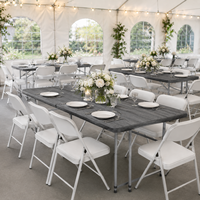 Table et chaises pliantes en plastique de qualité supérieure pour l'extérieur, 4 pieds/5 pieds/6 pieds/8 pieds, pour fêtes, mariages, événements de jardin, table pliable en plastique HDPE pour l'extérieur