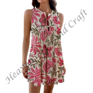 Vestido de Algodón con Estampado de Bloques, Vestido de Verano para Mujer, Suministro al por Mayor, Ropa de India y Pakistán - Product Image 2