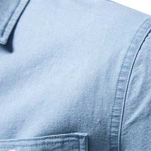 2026 <b>Men</b> Vintage Denim <b>Satin</b> Anti-Wrinkle Eco-Friendly Quick Dry Long Sleeve Washed Cotton Casual Spring <b>Shirt</b> US Size - Product Image 3