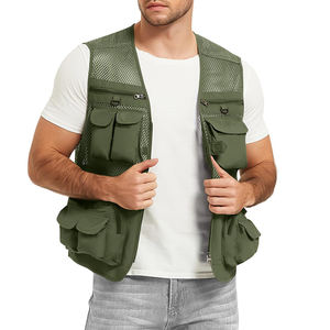 Gilet de pêche streetwear pour homme, impression de logo personnalisée, haute respirabilité, look décontracté, gilet de pêche pour homme - Product Image 1