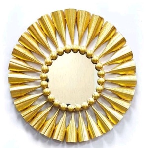 Espejo de Pared Redondo Art Deco de Metal con Diseño de Girasol, Vidrio de 4 mm de Grosor para Decoración del Hogar y Baño - Product Image 3