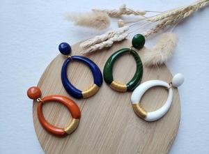 Boucles d'oreilles en résine cercle faites à la main taille personnalisable bijoux de mode les plus vendus pour les fêtes en vente - Product Image 2