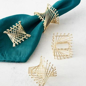 Serviette de mariage en métal, accessoires dorés, décor de Table, Design carré et rond, boucle de Serviette, vente en gros - Product Image 5