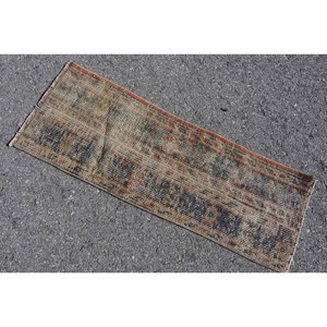 Tapis turc 1,2x3,2 pieds, bleu rouge, tapis oriental en laine vintage - Product Image 4