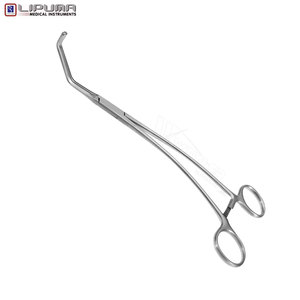 Abrazadera vascular Satinsky atraumática, 30mm, mandíbulas de estilo DeBakey en ángulo, vástagos curvos de acero inoxidable, 10 pulgadas, 25cm, instrumentos médicos - Product Image 5