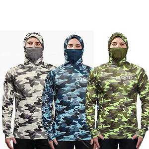 Camisas de pesca personalizadas con estampado Digital de camuflaje con capucha y máscara, ropa de pesca con protección UV, sublimación, poliéster, pesca con capucha - Product Image 5