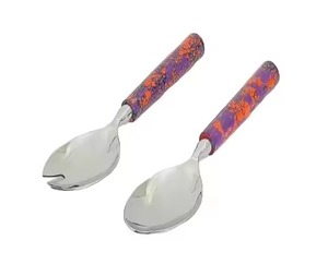 Cuillères à salade en acier inoxydable plaqué or avec manche en bois pour la maison, l'hôtel ou le restaurant, couverts, vaisselle - Product Image 4