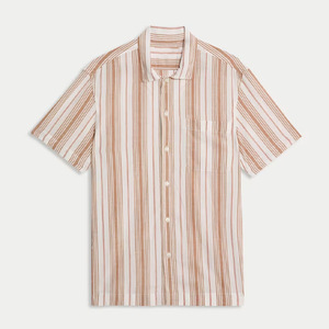 Chemise à manches longues rayée décontractée à la mode pour hommes printemps automne texture de bulle confortable popeline simple boutonnage tout match - Product Image 1