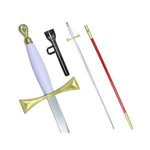 Espada de Oficial Masónico HAND MARICLES HM-19, Hoja de Acero de Damasco Grabada, Borde Dentado, Regalia Masónica Templaria, Calidad Premium - Product Image 1