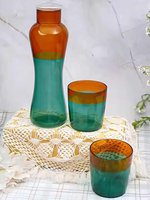 Ensemble de bouteilles en verre élégantes Borotech G-203 Teal Amber, fabriquées à la main en Inde, style américain, avec bouchon push-pull, cadeaux d'affaires, fêtes