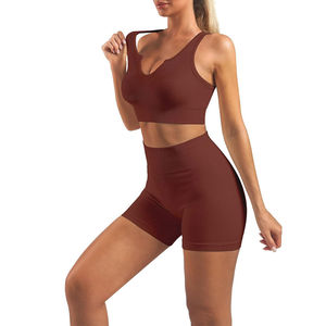 2PCS Women Solid Casual Yoga <b>Gym</b> <b>Set</b> Quick Dry Breathable Seamless Sports <b>Shorts</b> Workout Running Athletic Wear - Product Image 3