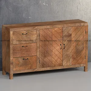 Simple Light Walnut Finish Side board Indian Style Küche Side board Schrank Holz Side board Tisch Lagers chrank