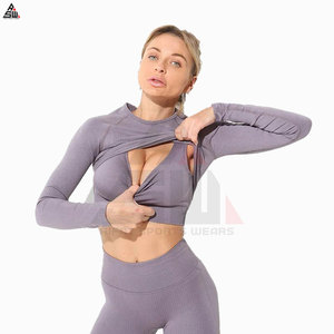 OEM & ODM, ensembles de vêtements de sport de yoga athlétiques de course à pied de grande taille, ensembles de leggings de yoga pour femmes en 2 pièces, logo personnalisé - Product Image 2