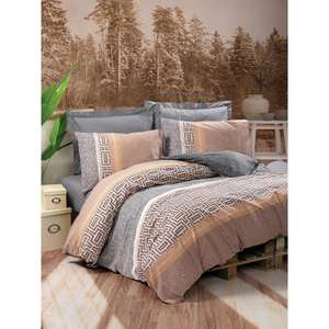 Ensemble de housse de couette simple en coton Toprak Vertu Anthracite Housses de couette de qualité supérieure pour un sommeil confortable - Product Image 1