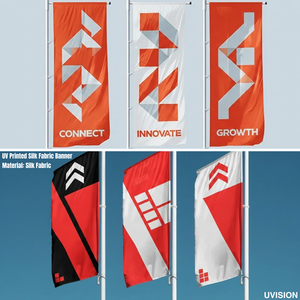 Bannière suspendue en tissu de soie avec impression UV |   Drapeau en soie imprimé numérique UV pour la publicité en extérieur et en intérieur - Product Image 3