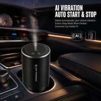 Diffuseur d'arômes intelligent pour voiture, support de tasse, projection de ciel étoilé, 3 modes de brume, vibration automatique IA