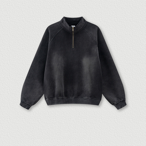 Ensemble de pulls à capuche unisexe Offre Spéciale coton denim lavé avec logo personnalisé, fermeture éclair à capuche surdimensionnée 500gsm, teint uni - Product Image 4