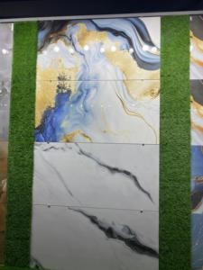 Carrelage de sol en céramique émaillée 80x160cm aspect marbre 32x64 pouces avec accent de marbre blanc veine dorée pour mur ou sol intérieur de maison - Product Image 3