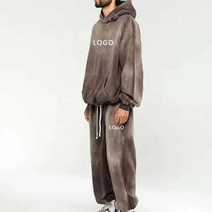 ชุดวอร์มล้างกรดสำหรับผู้ชายชุดวอร์มผ้าคอตตอนผ้าฟลีซ100% ขนาดใหญ่ชุดวอร์มไหล่ตกไซส์ใหญ่พิเศษ - Product Image 2