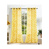 Rideau en coton bio certifié GOTS, filé à l'anneau, orange vif, 140x240cm, 190 GSM, motif floral étoilé blanc, passe-tringle, pour hôtels