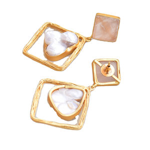 Pendientes de Latón al por Mayor con Piedras Semipreciosas Naturales, Acabado Pulido, Chapado en Oro, Sin Níquel, Duraderos, Exportación a Granel - Product Image 2