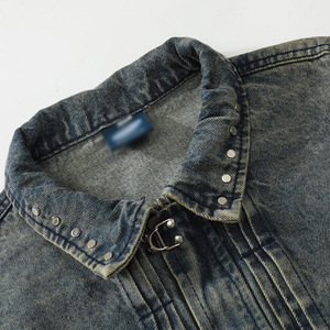 Custom Vintage Punk Washed Denim <b>Fabrics</b> Custom Denim Jacket Men Men's Jackets - Product Image 3