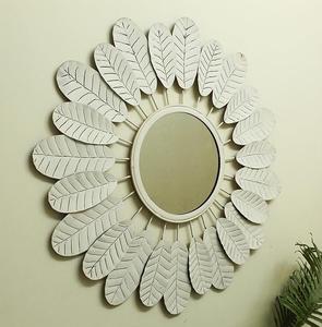 Miroir d'art moderne en forme de feuille en métal Décoration intérieure Miroir fini doré Sculpture murale en miroir suspendu - Product Image 6