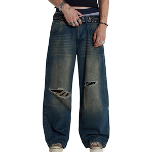 Men's Distressed Sweatpants Elastic Waist Lightweight Breathable Eco-Friendly High Quality Casual Stylish Fully Customizable - Product Image 3