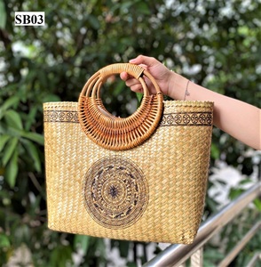 Handmade <b>Straw</b> Beach Tote <b>Bag</b> Woven Grass Handbag Market Shopping Gift <b>Bag</b> - Product Image 3