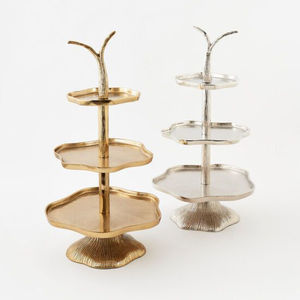 Elegant Round Decorative Serving Platter Wholesale 2 Tier Brass Finish Metal Cake <b>Stand</b> With Handle For Dessert & <b>Cupcakes</b> - Product Image 4