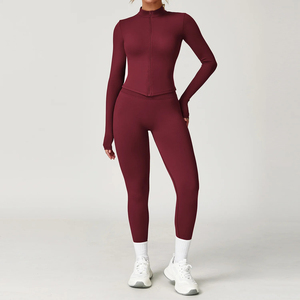 Women's Breathable Seamless Plus Size <b>Yoga</b> <b>Jacket</b> 3-Piece Set Long Sleeve Zip-Up Fitness High Waist Leggings Quick Dry - Product Image 5
