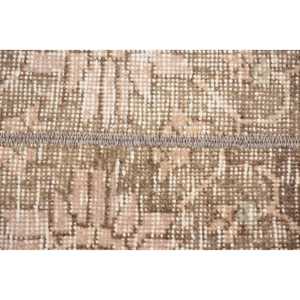 พรมตุรกีขนาด 2.1x6 ฟุต สีน้ำตาลเบจ ลายปะติดปะต่อ ทำจากขนสัตว์ วินเทจ - Product Image 5