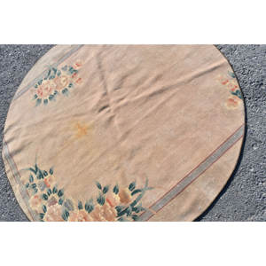 Classique Beige Vert Vintage Tapis Turc 5.4X5.4 ft Grande Surface Laine Latex Patchwork pour Couloir Chambre Chambre Chevet - Product Image 5