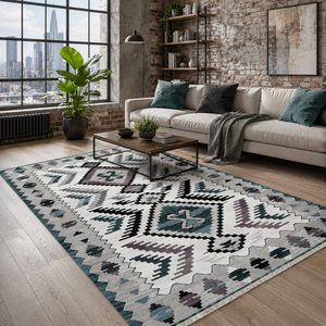Netline Home Courtyard Geometry Muted Green Heritage Washable <b>Rug</b> - Product Image 1
