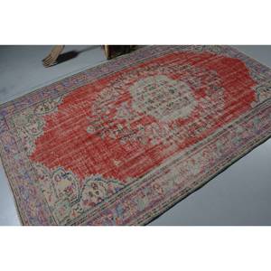 Alfombra tradicional de lana rojo Beige de 5,5x8,9 pies Vintage turco área grande rectángulo Patchwork látex abstracto para uso en el pasillo - Product Image 2