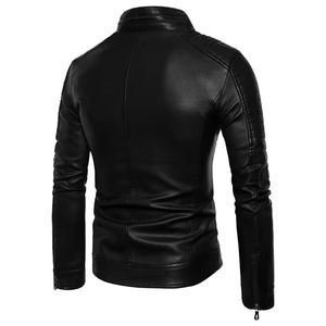 Veste d'hiver en cuir pour homme, style nouveau, durable, prix imbattable, logo personnalisé, coupe-vent, imperméable, écologique, col montant, fermeture éclair avant - Product Image 2