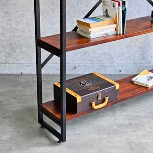 4-Tier Iron Frame Decorative Shelf 140x30x167cm Standing Type with Acacia Wood for Living Room KTB68168 - Product Image 3
