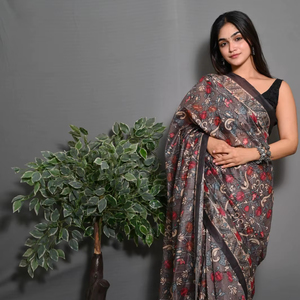 Beautiful Soft Lichi Acetate Saree Digital Print Jequard Weaving Look Dashing <b>Party</b> Wrinkle Free Exporter Supplier Wholesale - Product Image 1