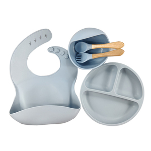 Juego de cuchara de babero de silicona de grado alimenticio para niños Juego de <span class=keywords><strong>vajilla</strong></span> de alimentación de bebé de silicona Unistils para niños - Product Image 4