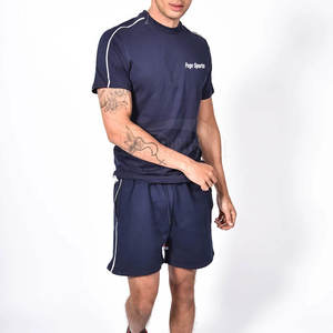 100% algodón hombres Slim Fit camiseta y conjunto corto Camiseta de manga corta y pantalones cortos conjunto para venta en línea - Product Image 5