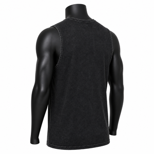 Camiseta sin mangas negra lavada personalizada para hombre, camiseta de algodón lisa estilo culturismo, ropa de calle, ropa de gimnasio, venta al por mayor OEM - Product Image 6