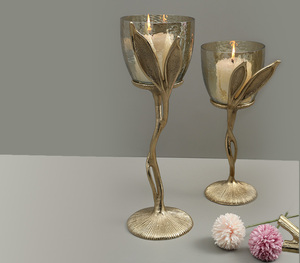 <b>Candle</b> <b>Holder</b> Tabletop Decorative Home Hotel & Restaurant Living Room Silver and Gold Color Aluminium & <b>Glass</b> <b>Candle</b> <b>Holder</b> Jars - Product Image 3