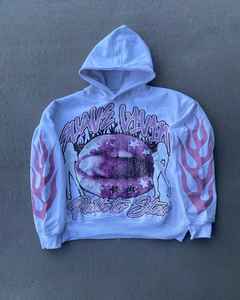 Sweat-shirt lourd personnalisé, délavé à l'acide, décoloration au soleil et patch graphique brodé, coupe et couture, dessin animé pour hommes - Product Image 3