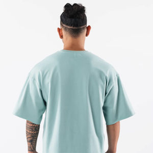 Wholesale 100% Cotton O-Neck <b>Tshirts</b> Unisex Oversized 220G Heavyweight Custom Printed Men's Clothing Long Bamboo Material Design - Product Image 3