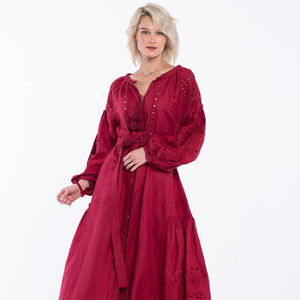 Mini ropa de playa bordado ucraniano tejido vestidos casuales nuevo diseño manga larga Maxi Vyshyvanka vestido para mujer - Product Image 1